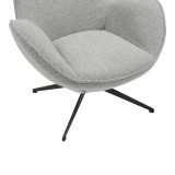 Fotel rrotullues Flago pakoworld pëlhurë boucle në nuancë gri të lehtë 85x88x103.5cm