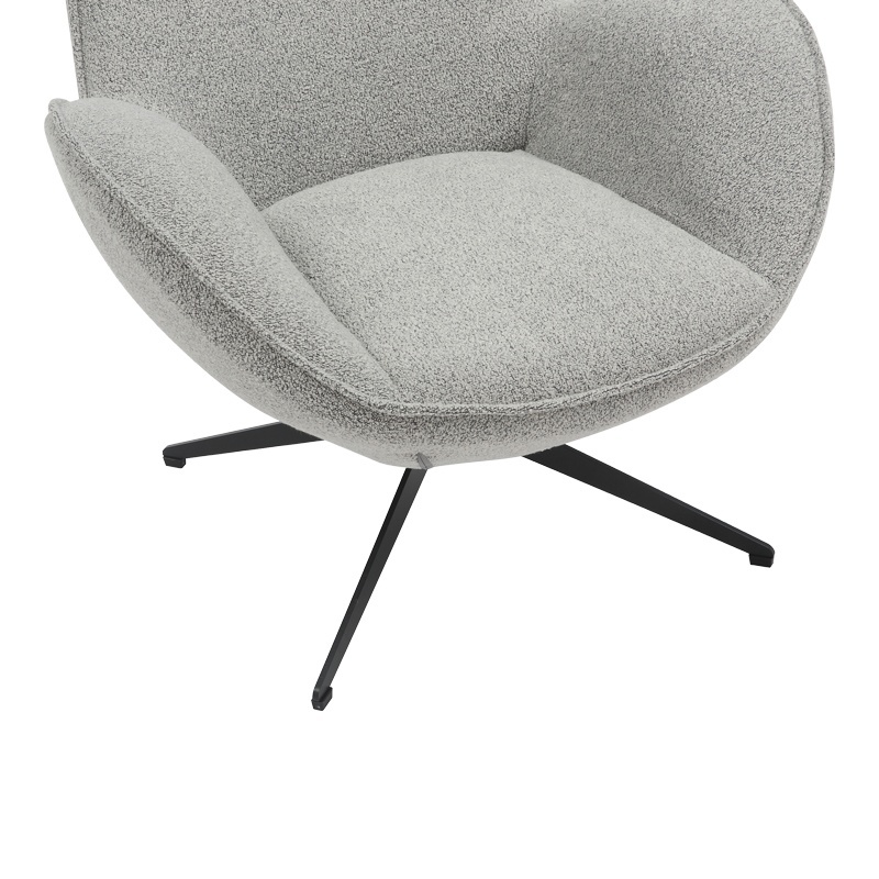 Fotel rrotullues Flago pakoworld pëlhurë boucle në nuancë gri të lehtë 85x88x103.5cm