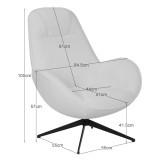 Fotel rrotullues Flago pakoworld pëlhurë boucle në nuancë gri të lehtë 85x88x103.5cm