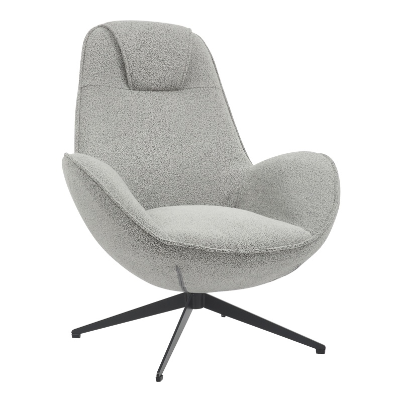 Fotel rrotullues Flago pakoworld pëlhurë boucle në nuancë gri të lehtë 85x88x103.5cm