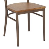 Karrige Zerca pakoworld skelet metalik kafe dhe ndenjëse druri gome në ngjyrë natyrale 49x44x82cm