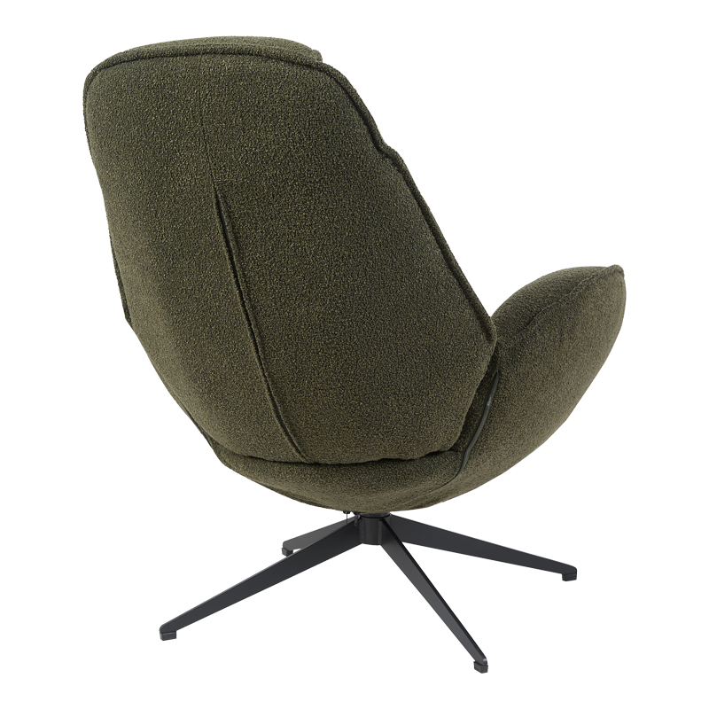 Fotel rrotullues Flago pakoworld pëlhurë boucle jeshile ulliri 85x88x103.5cm