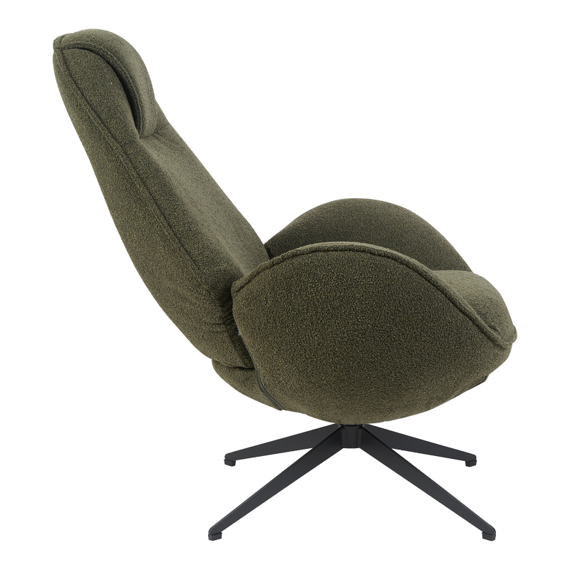 Fotel rrotullues Flago pakoworld pëlhurë boucle jeshile ulliri 85x88x103.5cm