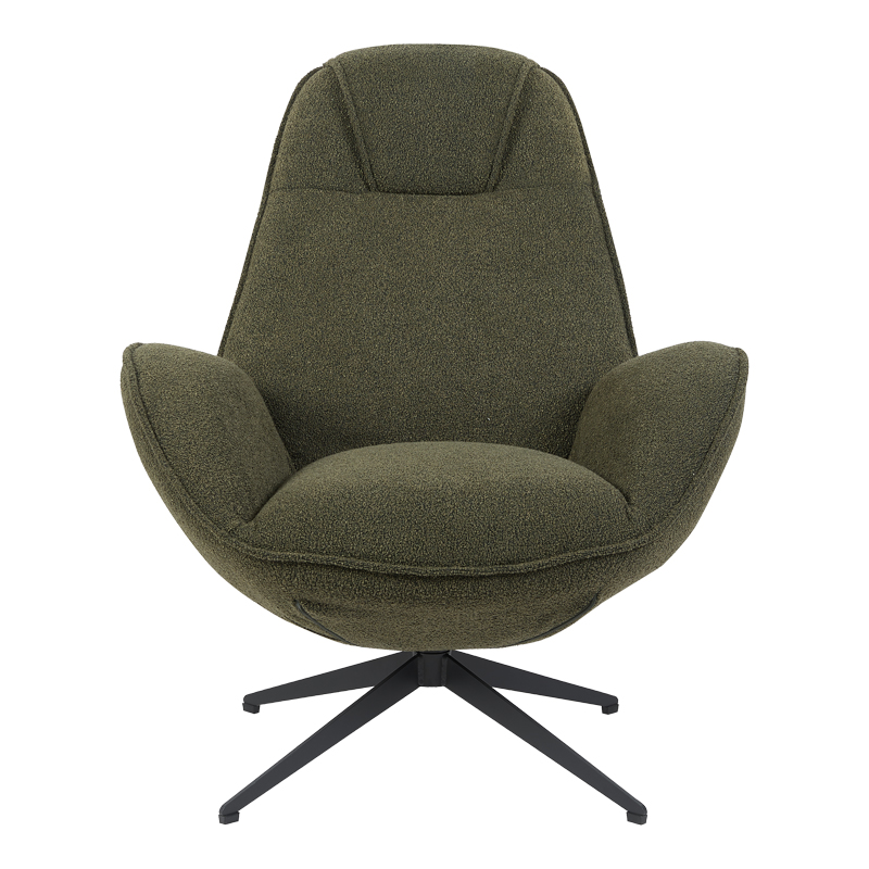 Fotel rrotullues Flago pakoworld pëlhurë boucle jeshile ulliri 85x88x103.5cm