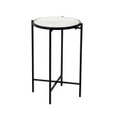 Tavolinë anësore Luxere Inart metal i zi-mermer i bardhë D40x65.5cm