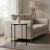 Tavolinë anësore Luxere Inart metal i zi-mermer i bardhë D40x65.5cm