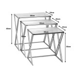 Set tavolinash kafeje me 3 pjesë Pitche Inart metal i artë-xham