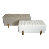 Set stolash Daph Inart prej 2 copë kadifeje në nuancë bezhë dhe të bardhë