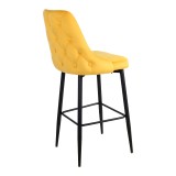 Stol bari Zedna pakoworld kadife e verdhë me këmbë metalike të zeza 52x57x111cm