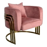 Fotel Roblu pakoworld metal ari dhe kadife në ngjyrë molle të kalbur 72x77.4x70cm