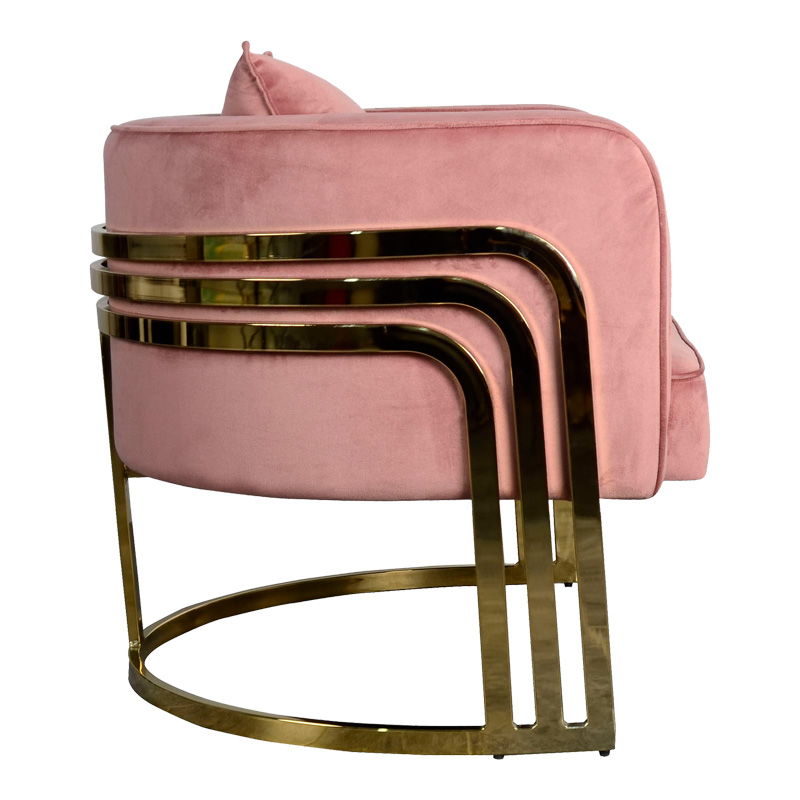Fotel Roblu pakoworld metal ari dhe kadife në ngjyrë molle të kalbur 72x77.4x70cm