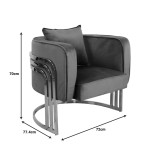 Fotel Roblu pakoworld metal ari dhe kadife në ngjyrë molle të kalbur 72x77.4x70cm