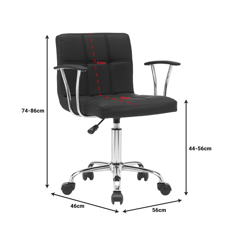 Karrige zyre Buleco pakoworld pu e zezë 56x46x74-86cm