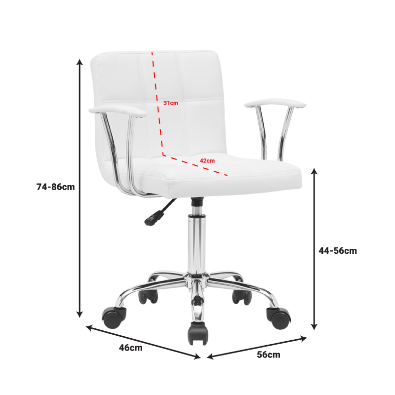 Karrige zyre Buleco pakoworld pu e bardhë 56x46x74-86cm