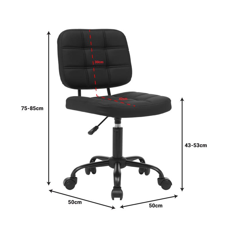 Karrige zyre Sedia pakoworld pu e zezë 50x50x75-85cm