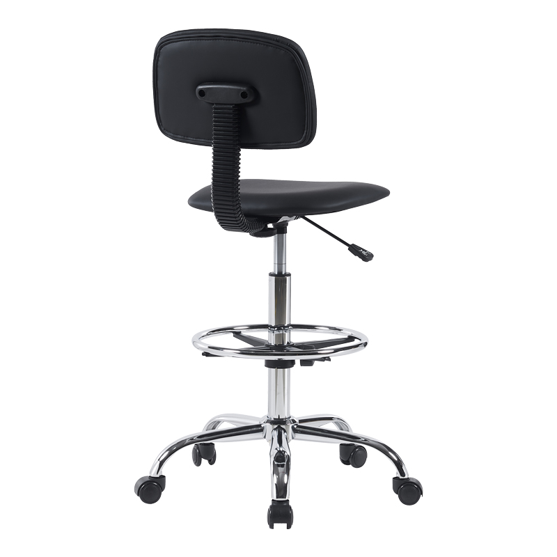 Karrige zyre-pune Icina pakoworld PU me rrota në nuancë të zezë 58x54x102-123cm