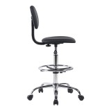 Karrige zyre-pune Icina pakoworld PU me rrota në nuancë të zezë 58x54x102-123cm
