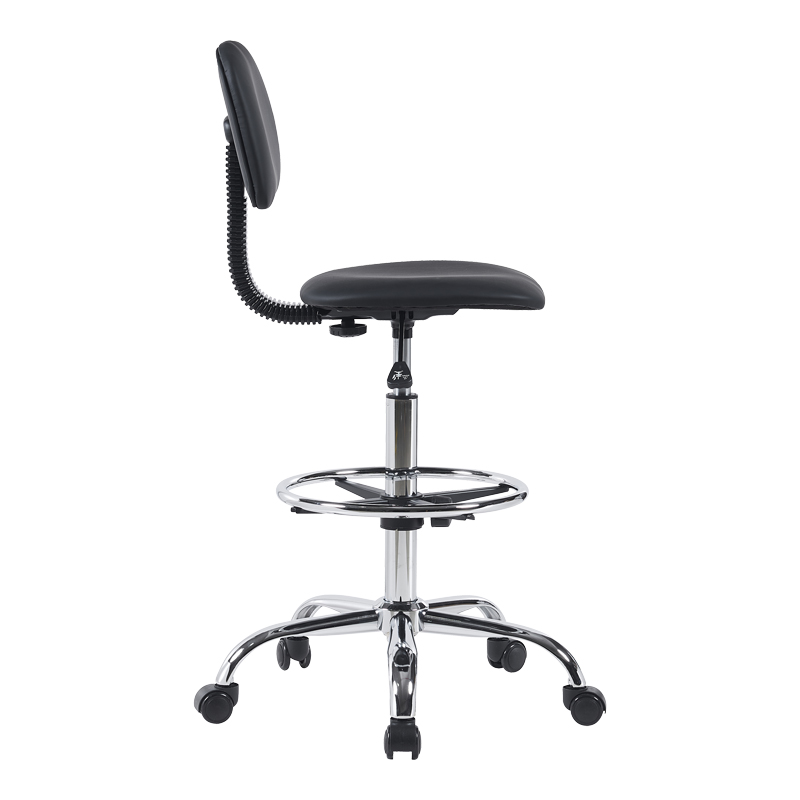Karrige zyre-pune Icina pakoworld PU me rrota në nuancë të zezë 58x54x102-123cm