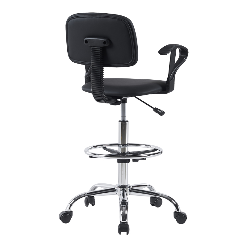 Karrige pritjeje Icina Ι pakoworld PU me rrota në nuancë të zezë 58x54x102-123cm