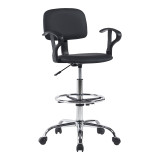 Karrige pritjeje Icina Ι pakoworld PU me rrota në nuancë të zezë 58x54x102-123cm