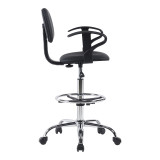 Karrige pritjeje Icina Ι pakoworld PU me rrota në nuancë të zezë 58x54x102-123cm