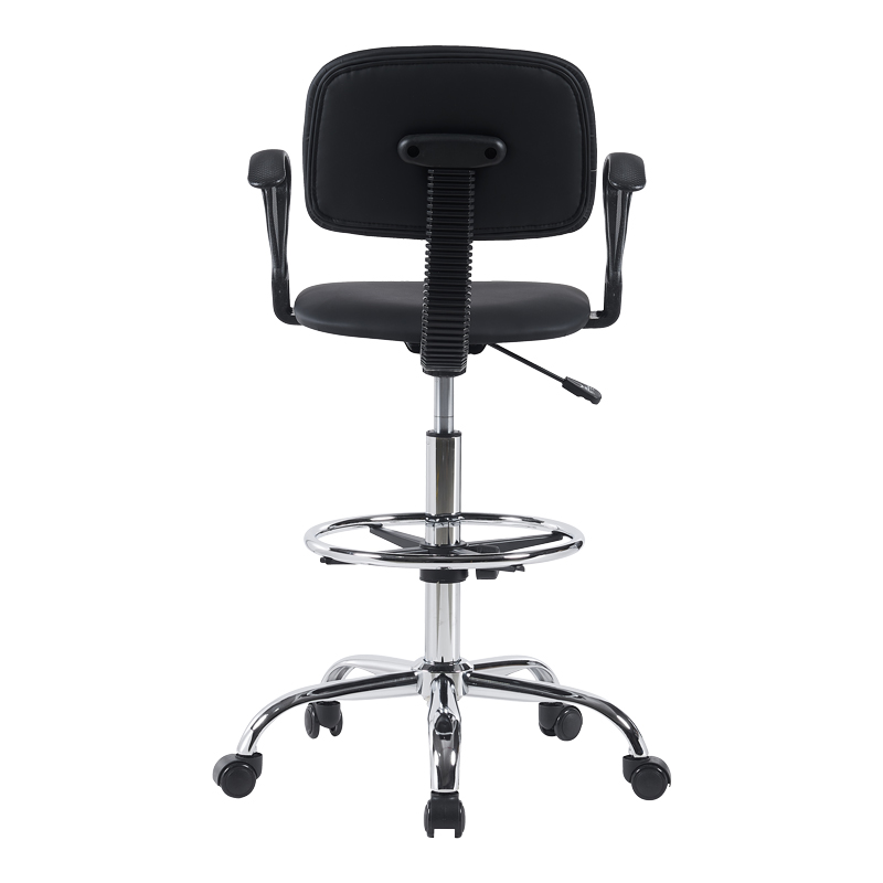 Karrige pritjeje Icina Ι pakoworld PU me rrota në nuancë të zezë 58x54x102-123cm