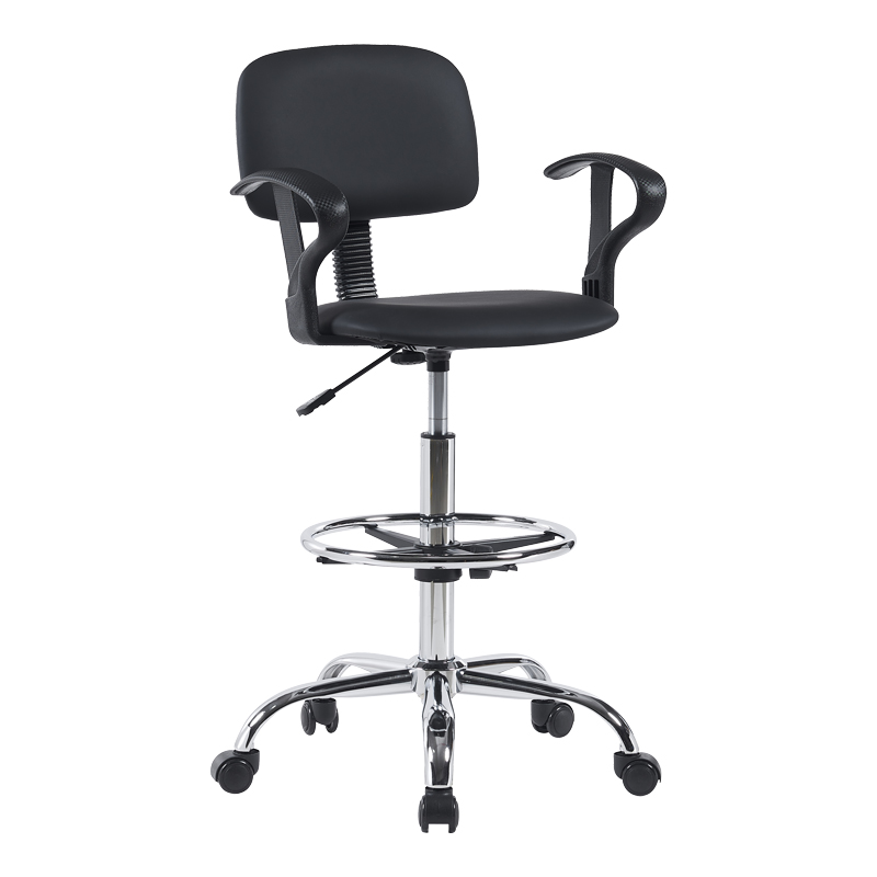 Karrige pritjeje Icina Ι pakoworld PU me rrota në nuancë të zezë 58x54x102-123cm