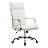 Karrige zyre ekzekutive Mavel pakoworld PU në nuancë të bardhë 55x62x100-110cm