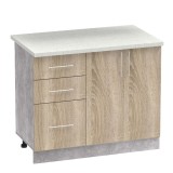 Njësi kuzhine Festa I pakoworld melamine në ngjyrë SONOMA dhe banak kuzhine në ngjyrë gri të lehtë 100x60x85cm