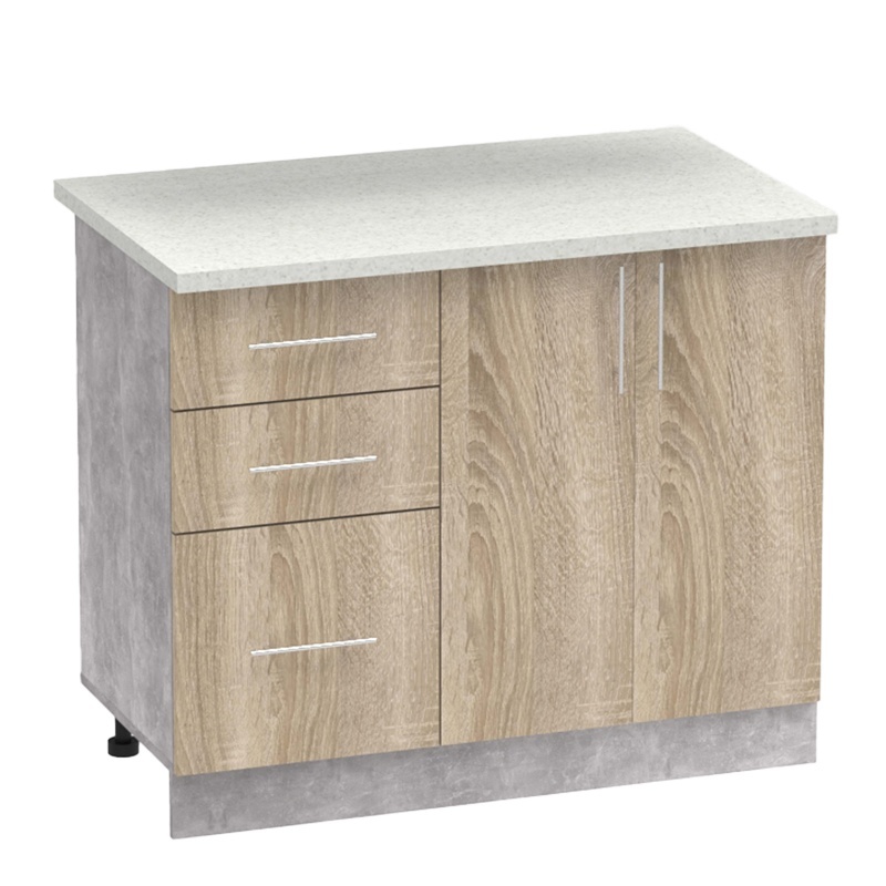 Njësi kuzhine Festa I pakoworld melamine në ngjyrë SONOMA dhe banak kuzhine në ngjyrë gri të lehtë 100x60x85cm