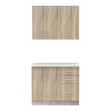 Njësi kuzhine Festa I pakoworld melamine në ngjyrë SONOMA dhe banak kuzhine në ngjyrë gri të lehtë 100x60x85cm