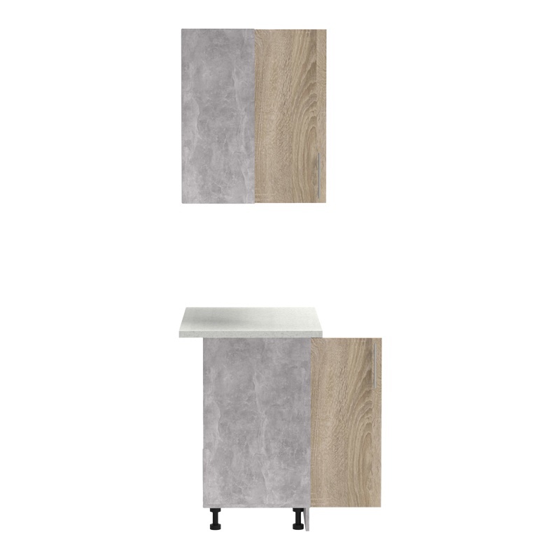 Njësi kuzhine Festa I pakoworld melamine në ngjyrë SONOMA dhe banak kuzhine në ngjyrë gri të lehtë 100x60x85cm
