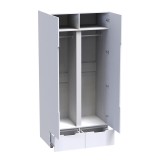 Dollap i dyfishtë Afina pakoworld mdf në ngjyrë të bardhë me shkëlqim 100x57x213cm