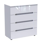 Komodinë Afina pakoworld mdf në ngjyrë të bardhë me shkëlqim 90x44x101cm