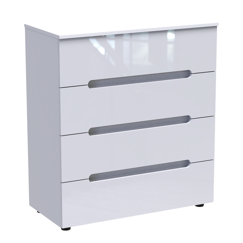 Komodinë Afina pakoworld mdf në ngjyrë të bardhë me shkëlqim 90x44x101cm