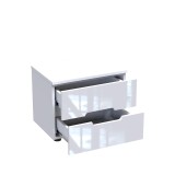 Komodinë Afina pakoworld mdf në ngjyrë të bardhë me shkëlqim 50x35x41cm