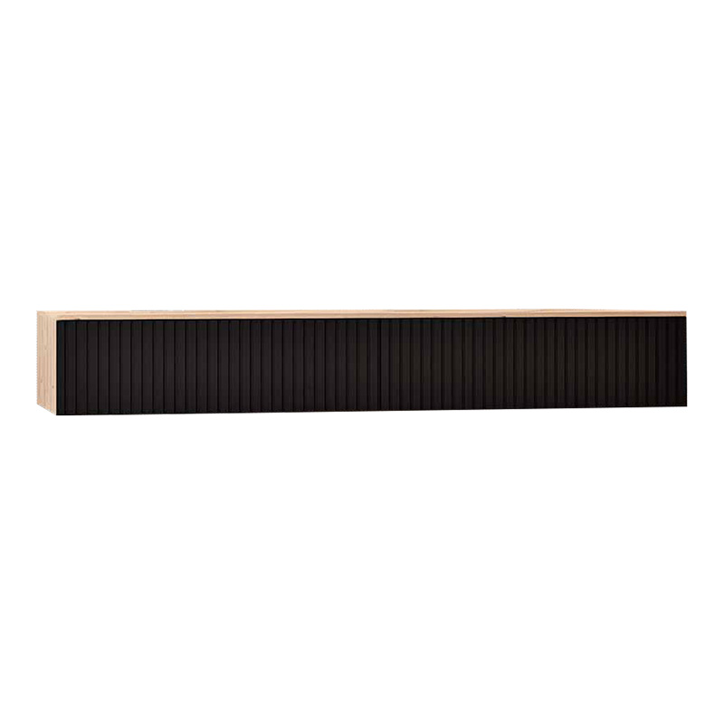 Tavolinë konsolle me 2 sirtarë Doha pakoworld mdf në ngjyrë të zezë dhe lisi 120x41x20cm