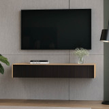 Tavolinë konsolle me 2 sirtarë Doha pakoworld mdf në ngjyrë të zezë dhe lisi 120x41x20cm