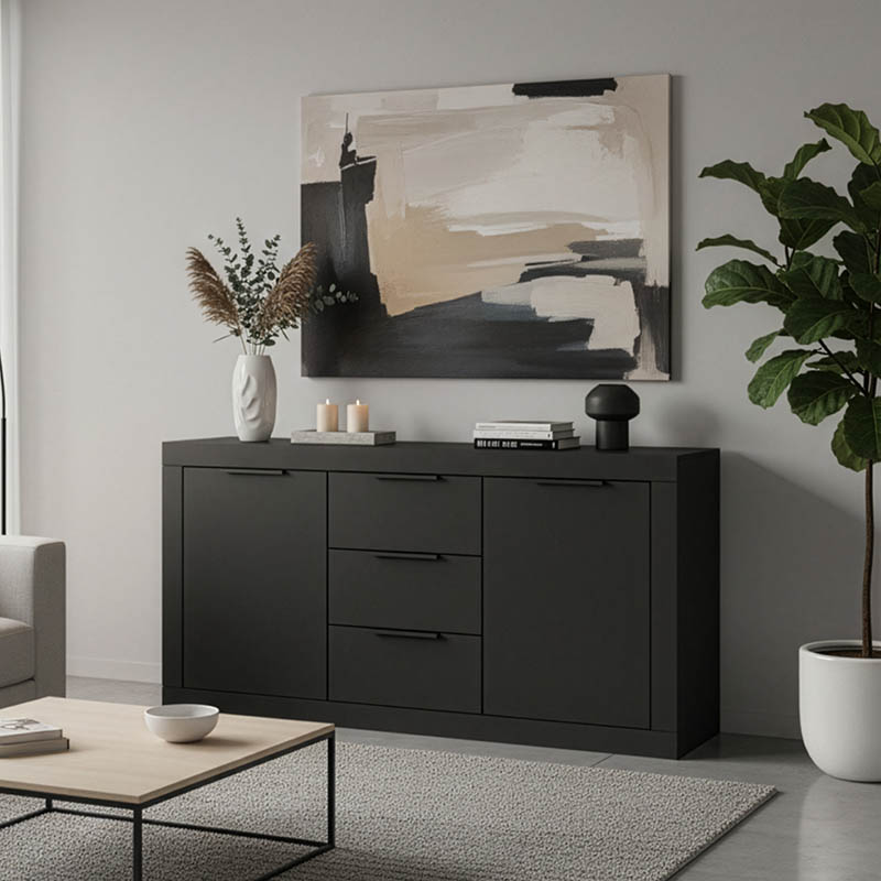 Bufe Doha pakoworld në ngjyrë antracit 150x45x80.5cm