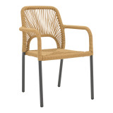 Fotel alumini Norture pakoworld i palosshëm kornizë antracit-rattan natyral 57x63x82cm