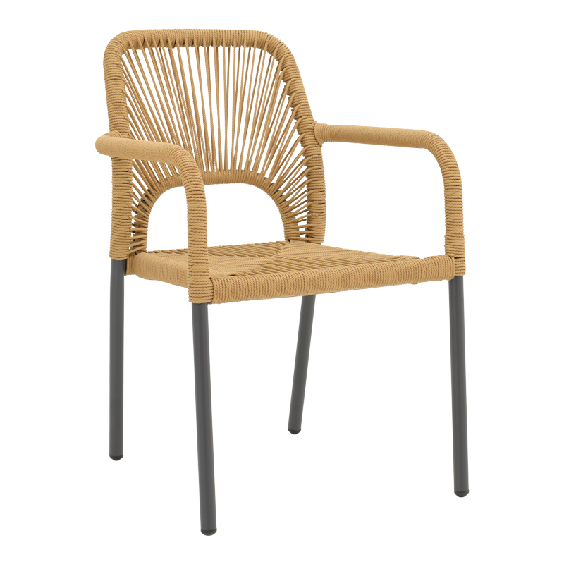 Fotel alumini Norture pakoworld i palosshëm kornizë antracit-rattan natyral 57x63x82cm