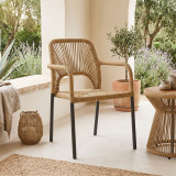 Fotel alumini Norture pakoworld i palosshëm kornizë antracit-rattan natyral 57x63x82cm