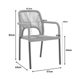 Fotel alumini Norture pakoworld i palosshëm kornizë antracit-rattan natyral 57x63x82cm
