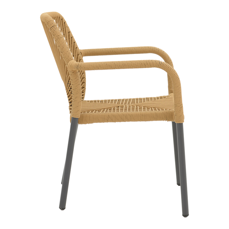 Fotel alumini Norture pakoworld i palosshëm kornizë antracit-rattan natyral 57x63x82cm