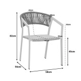 Kolltuk alumini Glisten pakoworld i grumbullueshëm kornizë e bardhë-tekstilen rattan natyral 58x56x82cm