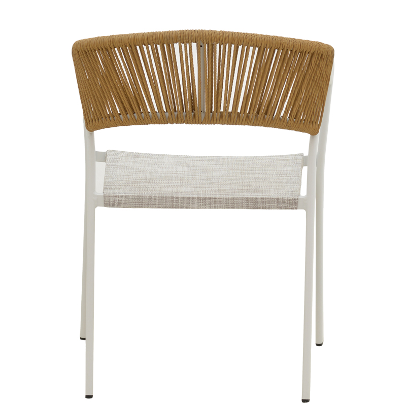 Kolltuk alumini Glisten pakoworld i grumbullueshëm kornizë e bardhë-tekstilen rattan natyral 58x56x82cm