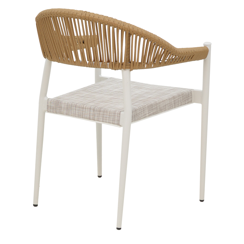Karrige alumini Elation pakoworld e palosshme, kornizë e bardhë-tekstil dhe rattan në ngjyrë natyrale 56x52x76cm