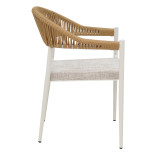 Karrige alumini Elation pakoworld e palosshme, kornizë e bardhë-tekstil dhe rattan në ngjyrë natyrale 56x52x76cm
