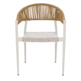 Karrige alumini Elation pakoworld e palosshme, kornizë e bardhë-tekstil dhe rattan në ngjyrë natyrale 56x52x76cm