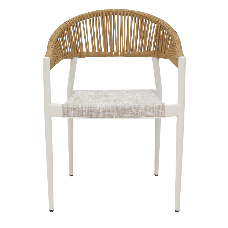 Karrige alumini Elation pakoworld e palosshme, kornizë e bardhë-tekstil dhe rattan në ngjyrë natyrale 56x52x76cm
